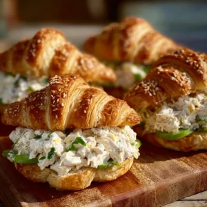 Creamy Classic Chicken Salad Croissant Sandwiches Recipe Easy Homemade Lunch Idea