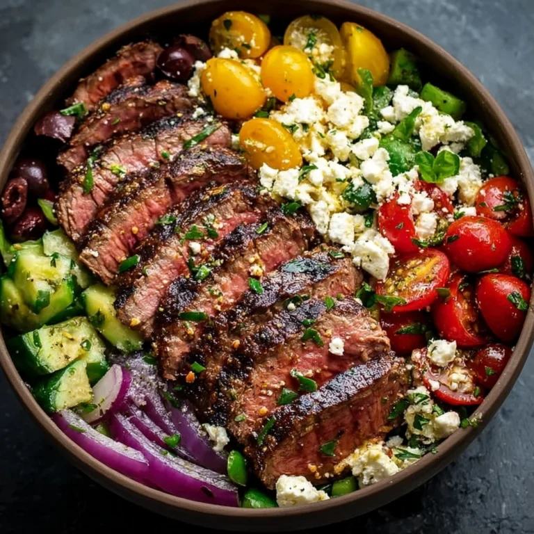Greek Salad Steak Flavorful Hearty Mediterranean Meal