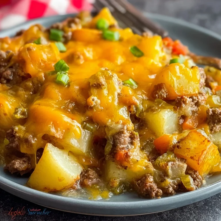 Cheesy Ground Beef Casserole Made Frozen Potatoes