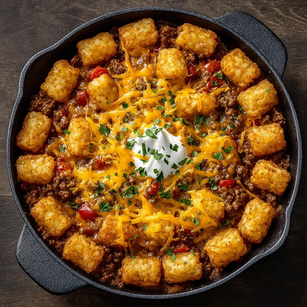 Cowboy Casserole Tater Tots Cheese