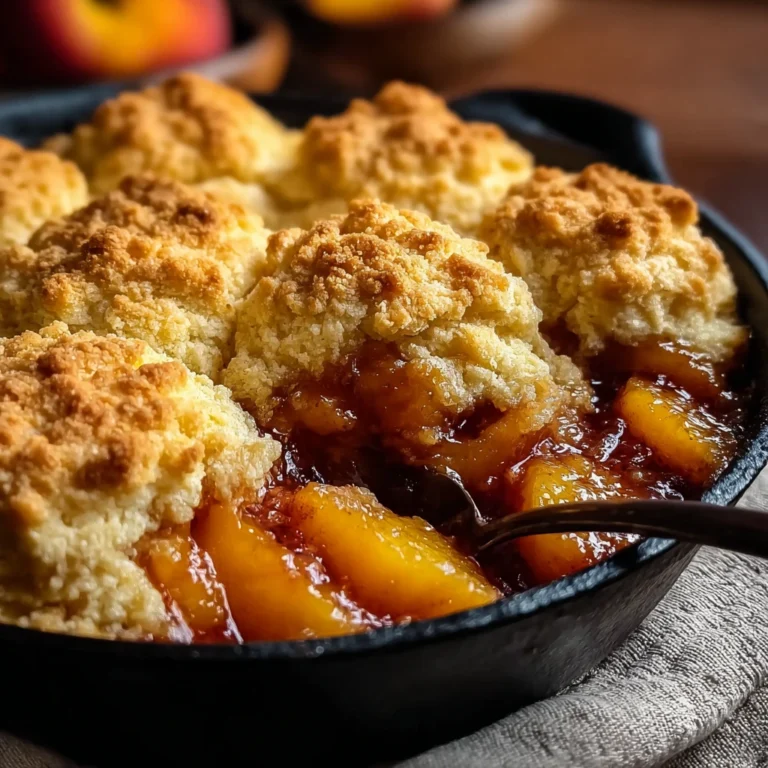 Cozy Peach Cobbler Skillet Recipe Homemade Fluffy Biscuit