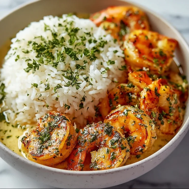 Creamy Herb Rice Garlic Butter Shrimp Bowl