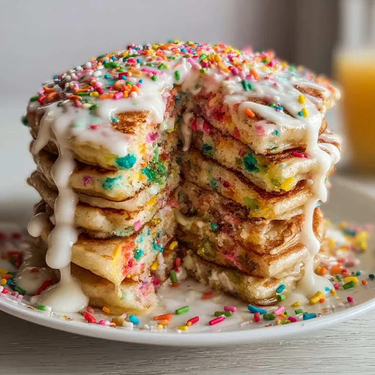 Fluffy Vegan Funfetti Birthday Pancakes Cream Cheese Glaze