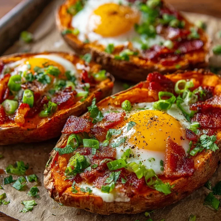 Sweet Potato Breakfast Boats Bacon Egg