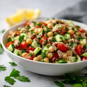 Wholesome Tuna Garbanzo Bean Salad: Quick & Healthy Recipe