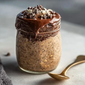 Brownie Batter Overnight Oats with Magic Shell