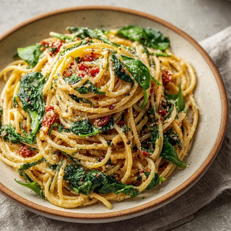 Delicious Homemade Spaghetti Spinach Creamy Tomato Sauce