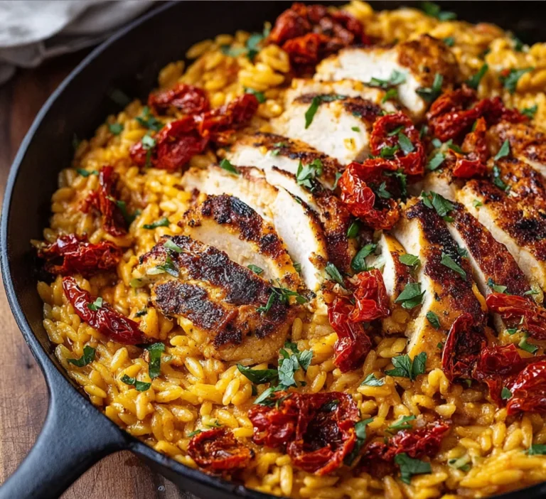 One Pot Chicken Risoni Crispy Salami