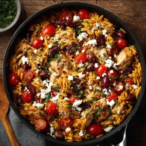 One Pot Greek Chicken Orzo