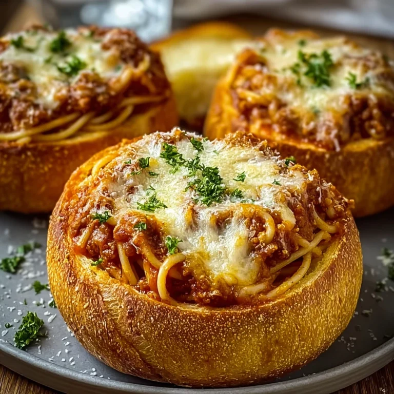 Spaghetti Garlic Bread Bowls