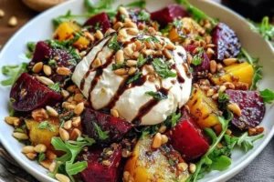 Beet and Burrata Salad with Pine Nuts and Balsamic Dressing