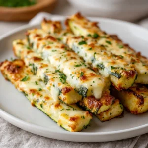 Cheesy Garlic Zucchini Breadsticks Easy Snack Recipe