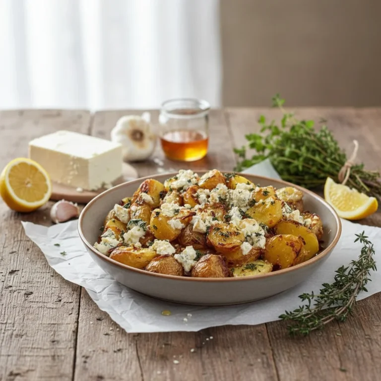 roasted potatoes with baked feta