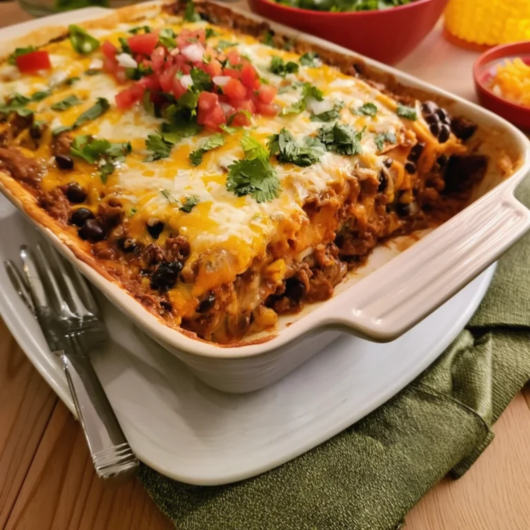 Beef Bean Enchilada Casserole