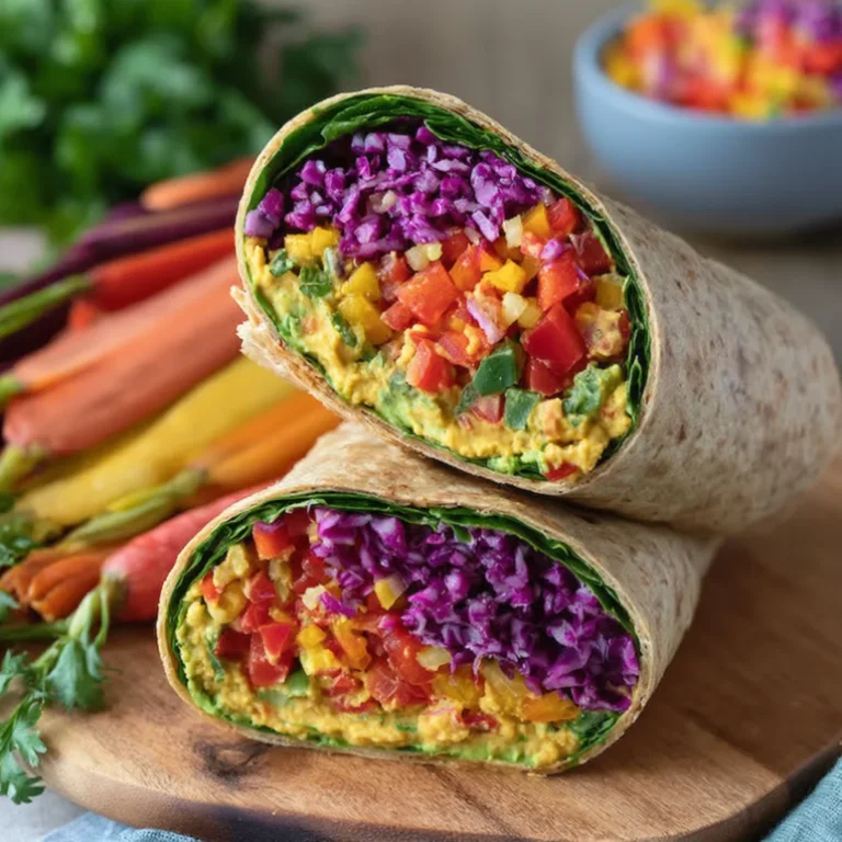 Fresh Rainbow Veggie Hummus Wrap