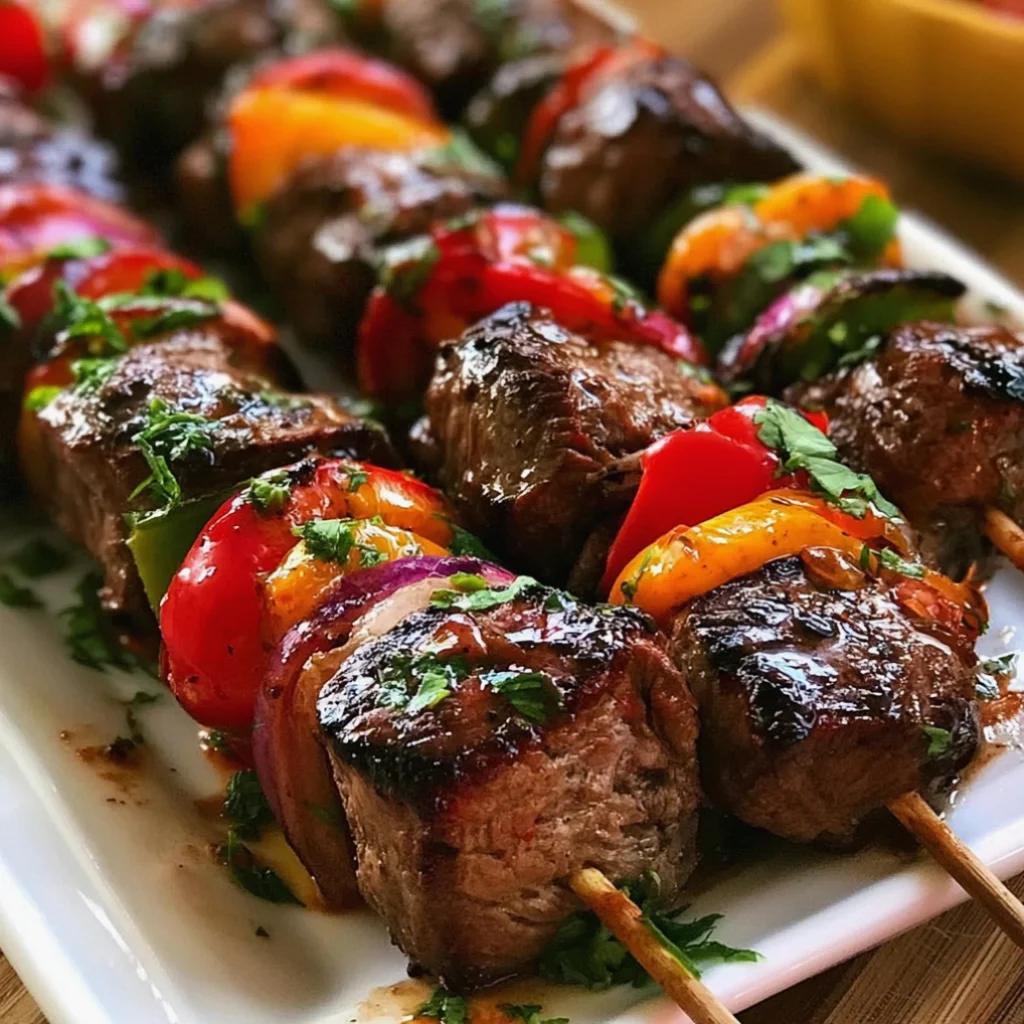 Juicy steak kebabs