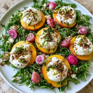 Peach Burrata Arugula Salad