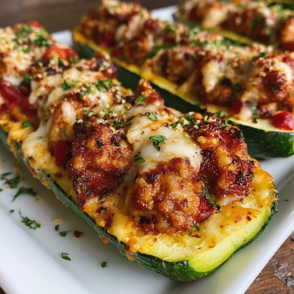 Savory Loaded Zucchini Boats with Italian Sausage